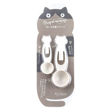 KAI 貝印 House 貓咪夾量匙組 灰色外觀 可重疊收納  5 + 15ml  1組