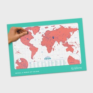 【英國 Luckies】我.旅行.下一站 刮刮樂世界地圖-多色霓虹版/3種顏色可選