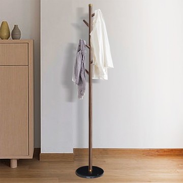 免運附發票 公司貨 工廠直銷 北歐風掛衣桿胡桃木大理石底座衣架落地立式掛衣服架子臥室房間 出貨快CH9012