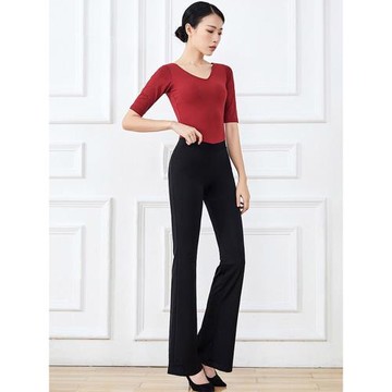 黑色形體服套裝女練功服莫代爾修身走秀服成人含胸墊女短袖舞蹈服