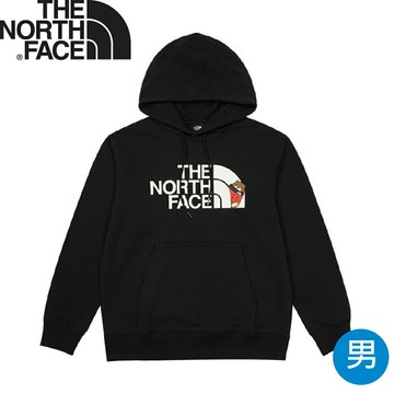 【The North Face 男 LOGO 熊圖連帽長袖大學T《黑》】8F0C/長袖帽T/排汗衫/運動衫