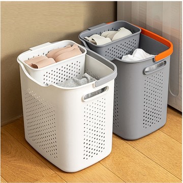【MGSHOP】日式分類洗衣籃 子母分格髒衣籃(玩具籃 收納籃 內衣籃)