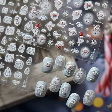 💗台灣出貨💗融化雪人冬日樂趣立體浮雕美甲貼紙裝飾指甲電腦手機殼iPad貼畫