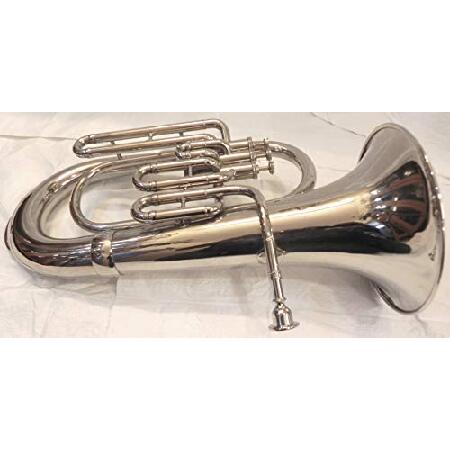 SILVER BRASS VALVE EUPHONIUM WITH MOUTH PIECE AND CARRY BAG