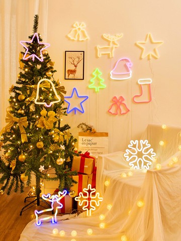 led霓虹燈小彩燈掛墻裝飾圣誕節燈飾酒吧氛圍網紅臥室房間布置