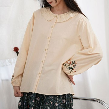 花邊領刺繡襯衫250126