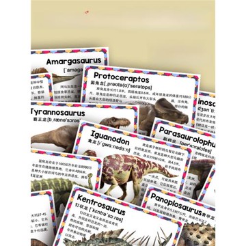 恐龍英語卡片Dinosaur認知卡童啟蒙侏羅紀史前動物閃卡兒教室教具