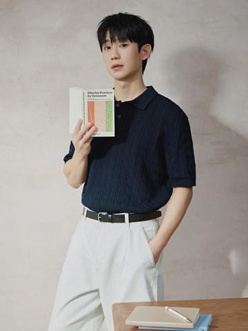 Cable Collar Short-sleeve Knit Sweater [3colors]
