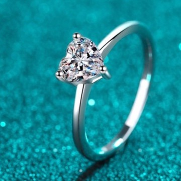 隔日到貨 公主 愛心 0.5克拉 莫桑鑽 八心八箭 水晶 戒指 可調式戒圍A109