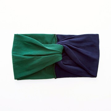 L. ERICKSON 彈性交叉髮帶〈海軍藍+深墨綠〉