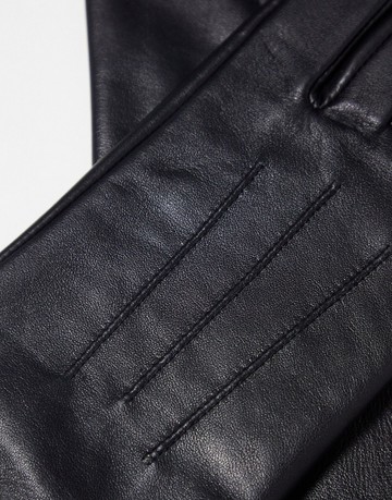 Topshop Gia long leather glove in black
