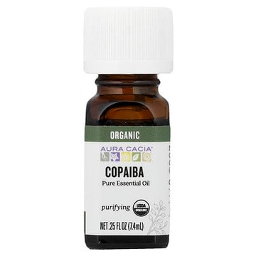 Aura Cacia, 純精油，有機苦配巴，0.25 液量盎司（7.4 毫升）