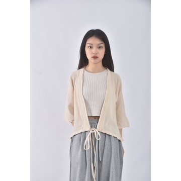 (S) 五分袖黃色罩衫二手衣