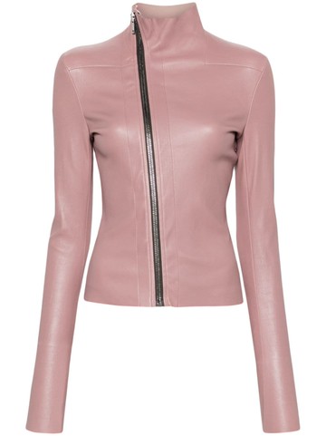 Rick Owens - asymmetric leather jacket - women - Lycra/Lamb Skin/Cotton - 40 - Pink
