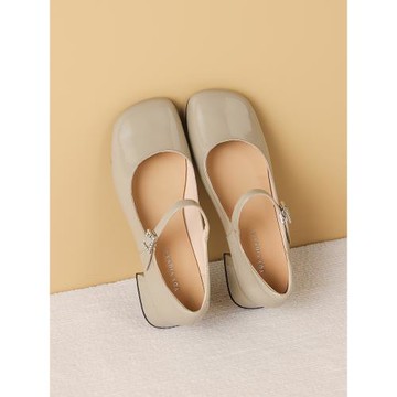 春季女鞋2025新款灰色小皮鞋淺口粗跟鞋子瑪麗珍鞋軟底中跟單鞋女