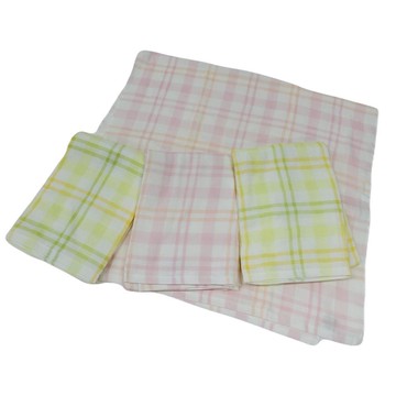 akachan honpo - 浴巾 棉紗&毛巾布4件組-暖色系-粉紅色 (60×120cm)