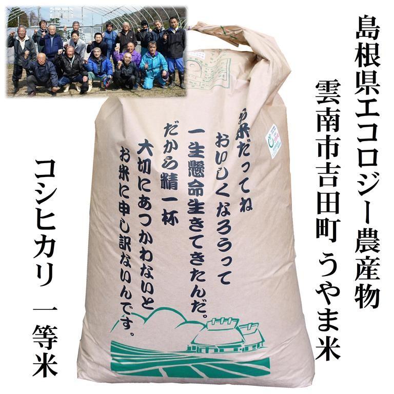 新米令和5年産 島根県吉田町『エコうやま米』コシヒカリ 玄米30kg しまねエコ農産物（農薬・化学肥料5割以下）※ネオニコチノイド系農薬不使用