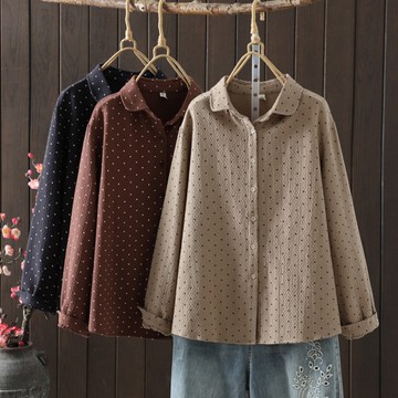 ＊ORead＊日系加厚波點印花長袖襯衫(3色F碼)