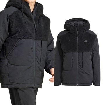 Adidas CITY ESCAP J 男款 黑色 運動 休閒 連帽 拉繩 寬鬆 拉鍊 口袋 外套 IS9053