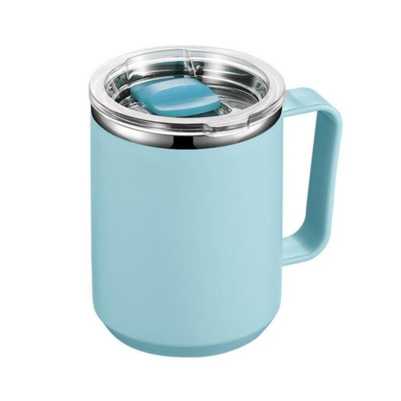 Double Wall Stainless Steel Mug with Handle and Lid Portable Insulated Cup for Outdoor Traveling Drinking Water Tea