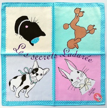 Les Secrets Laduree Paris 4種寵物復古手帕 20 x 20 英吋