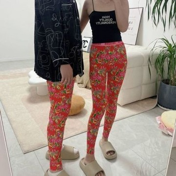 【台灣有貨】可開發票 新疆棉东北大花情侣男女收腹中腰卡通秋冬薄款保暖秋裤打底裤新款