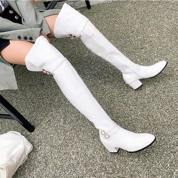 2022秋冬新款女靴子中跟過膝長靴女皮靴長筒粗跟高筒馬丁靴女