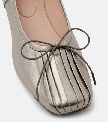 Simone Rocha Classic pleated metallic leather ballet flats