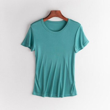 現貨+預購 絲質T恤絲質上衣-純色圓領短袖針織女上衣11色74fd1【獨家進口】【米蘭精品】