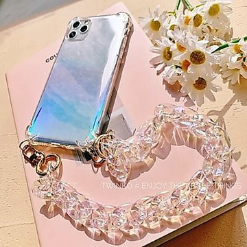 Twinko💗[CA1218]極度美!幻彩透明鍊條斜背掛繩殼/高質感全透明防摔殼/長短3款