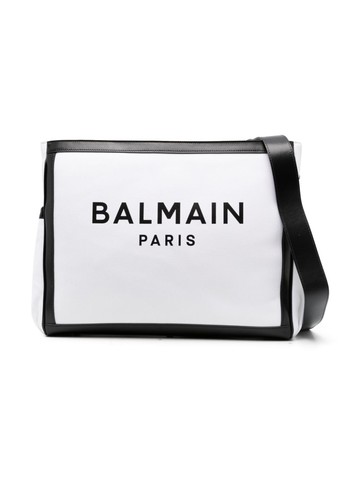 Balmain Kids - logo-print changing bag - kids - Cotton/Cotton/Calf Leather - One Size - White