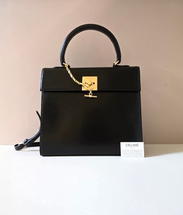 絕版中古包 Celine 黑色凱莉鏈子包 斜背包 側背包 單肩包 皮革包