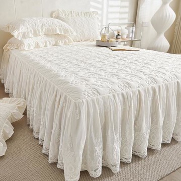 A類夾棉蕾絲花邊床裙單件床罩床裙款公主風防滑床單遮丑三件套