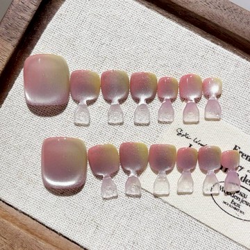 ❤️買一送一盒品牌美甲如連結 霞光之吻 純手工腳甲❤️隔日到貨❤️ 手工穿戴甲 指甲貼片 FNP017