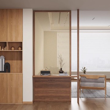 中式屏風隔斷實木客廳玄關入戶正對門置物架定制藤編現代簡約隔斷 m7011