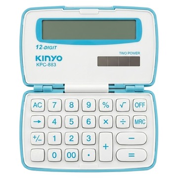 Kinyo 12位元折疊式計算機 90 x 56 x 15mm 50g  藍色 + 白色  1個
