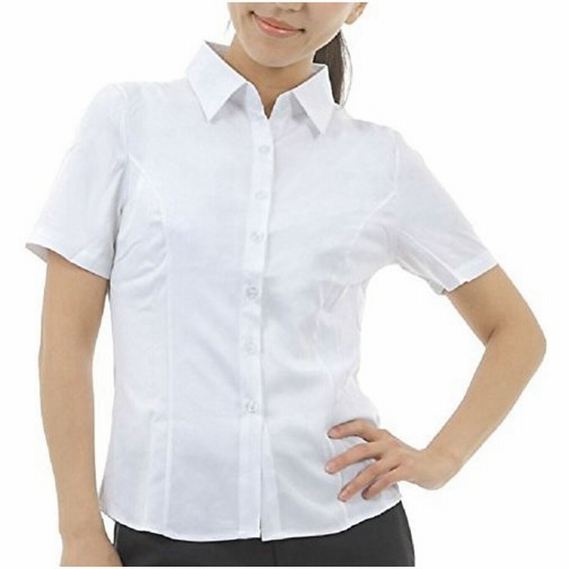 Homarina 半袖 ブラウス シャツ レディース Yシャツ 白 前開き 襟付き ホワイト 通販 Lineポイント最大get Lineショッピング