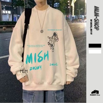 【超絕質感！臺灣出貨】夜風潮酷塗鴉印花圓領大學 T 男 柔軟親膚寬鬆版型 個性街頭風休閒上衣 學生情侶款【MLM】