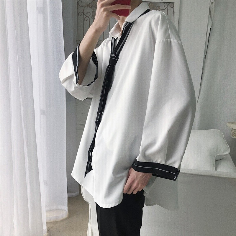 本日限定特価中 19新品 メンズファッション Ins ホワイト シャツ韓国ファッション ゆったり 白系 ネクタイ付き ゆったり トップス 通販 Lineポイント最大1 0 Get Lineショッピング