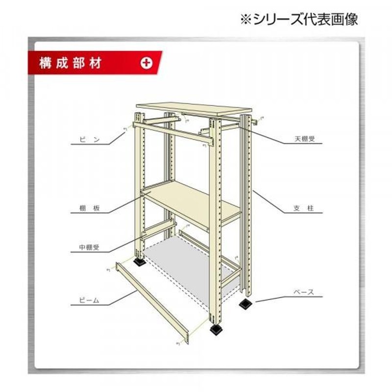 中量ラック 耐荷重500kgタイプ 単体 間口900×奥行450×高さ2400mm 4段