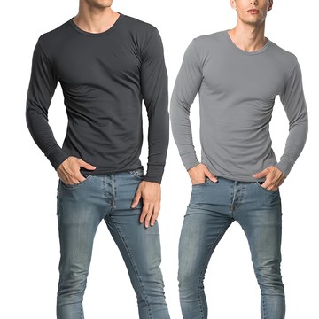 MI MI LEO 台灣製厚刷毛保暖衣 超值2件組  L  淺灰