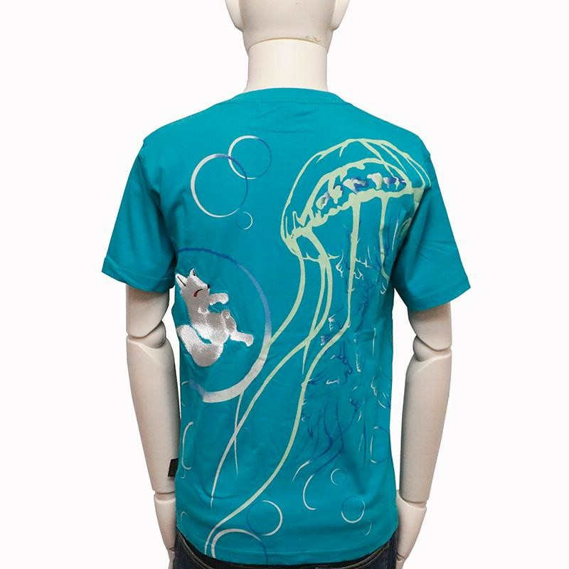 今昔 KON-JAKU クラゲ遊泳 和柄 半袖Tシャツ KJ-26013 和柄 半袖 今昔 KON-JAKU クラゲ遊泳 和柄 半袖Tシャツ KJ-26013 和柄 半袖