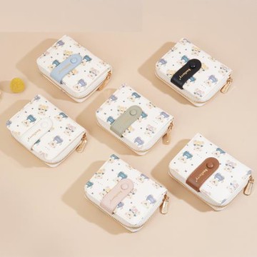 Sp house 甜美小熊童趣拉鍊多卡位零錢短夾(6色可選)