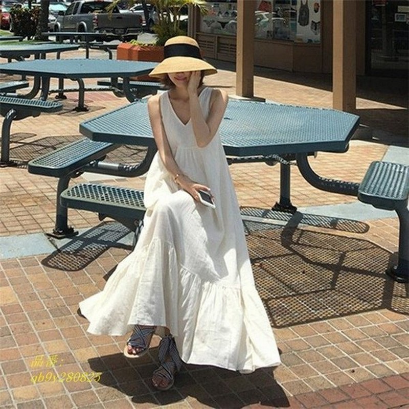 ロングワンピース リゾート ロング丈 無地 マキシ丈 Vネック 夏 30代 40代 リゾートワンピース レディース ノースリーブ 海 ロング丈 大きいサイズ ワンピース 通販 Lineポイント最大0 5 Get Lineショッピング