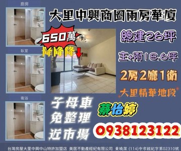 大里中興商圈兩房華廈，近大里親子館｜台中市大里區益民路一段