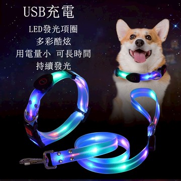 【台灣現貨 每日出貨】寵物發光項圈＋發光牽繩  LED項圈 發光拉繩