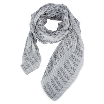 ARMANI COLLEZIONI滿版Logo流蘇披肩圍巾(淺灰)102804｜GoBrand購名牌