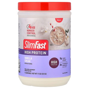 SlimFast, 高蛋白，代餐果汁混合物，香草奶油味，11 盎司（312 克）