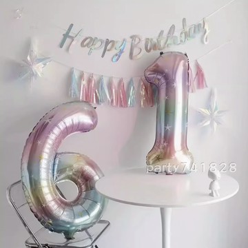 40吋彩虹 數字氣球 【🇹🇼台灣現貨】生日派對 拍照 佈置 節慶 紀念日 收涎 背景 兒童慶生 氣球 周歲 慶生 裝飾