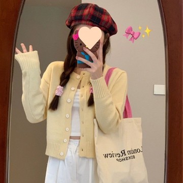 [巴黎精品] 針織外套長袖毛衣-短款軟糯寬鬆圓領女外套3色m1ab49